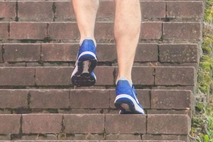 Doctor compares benefits of running and fast walking Legs, stairs